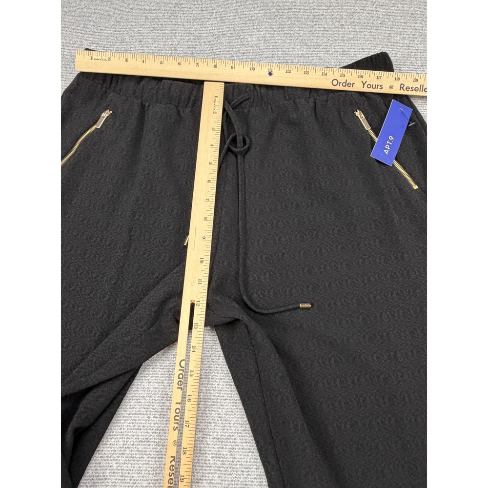 Apt. 9 Womens XL Black Textured Jacquard Jogger Pants Gold Zip Pockets MSRP $48 - Picture 7 of 16